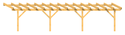 Holz-Terrassenüberdachung 10m Breite Kopfband gerade