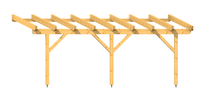 Holz-Terrassenüberdachung 6m Breite Kopfband gerade