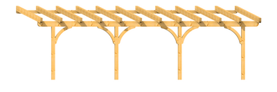 Holz-Terrassenüberdachung 8m Breite Kopfband geschweift