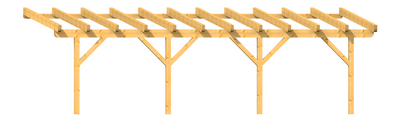 Holz-Terrassenüberdachung 8m Breite Kopfband gerade