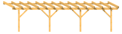 Holz-Terrassenüberdachung 9m Breite Kopfband gerade